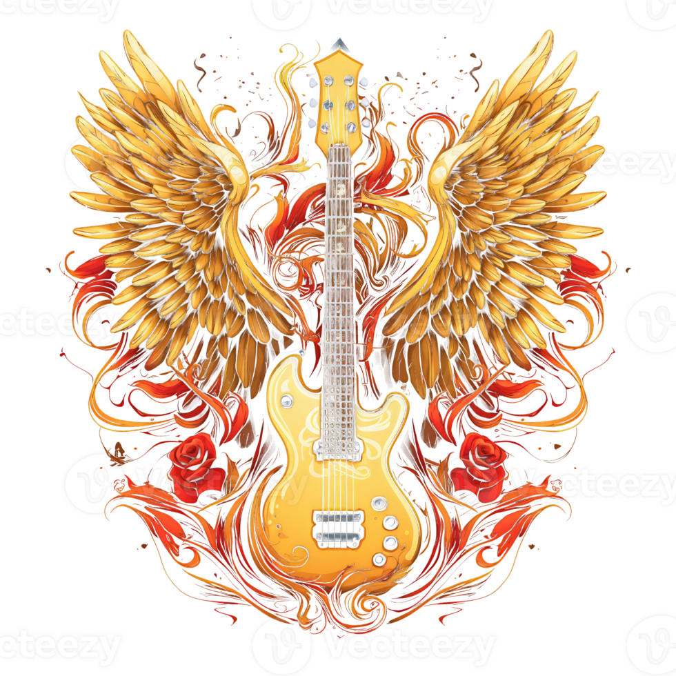 Guitar And Wings - Generative Ai png
