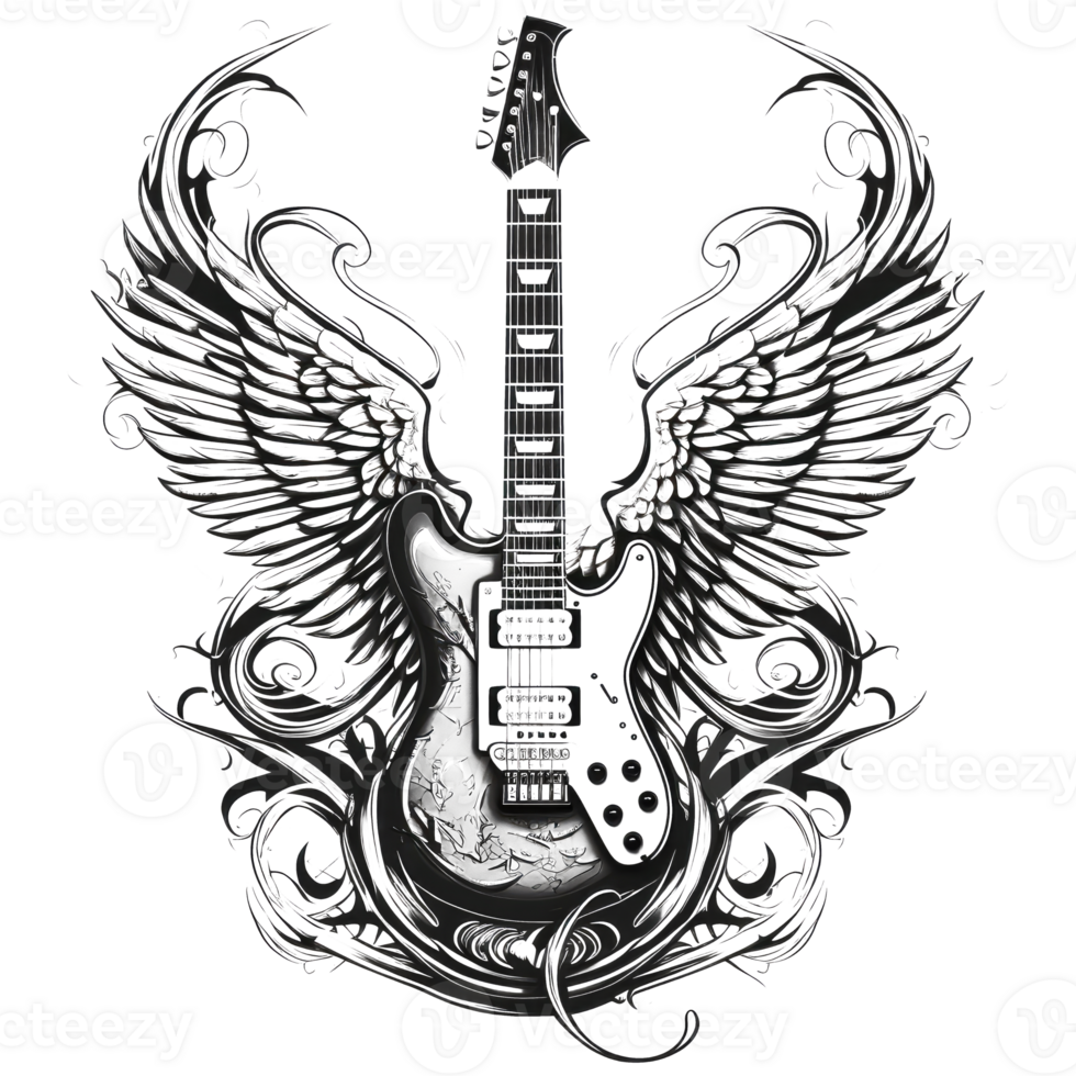 Guitar And Wings - Generative Ai png