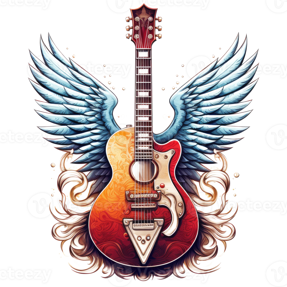Guitar And Wings - Generative Ai png