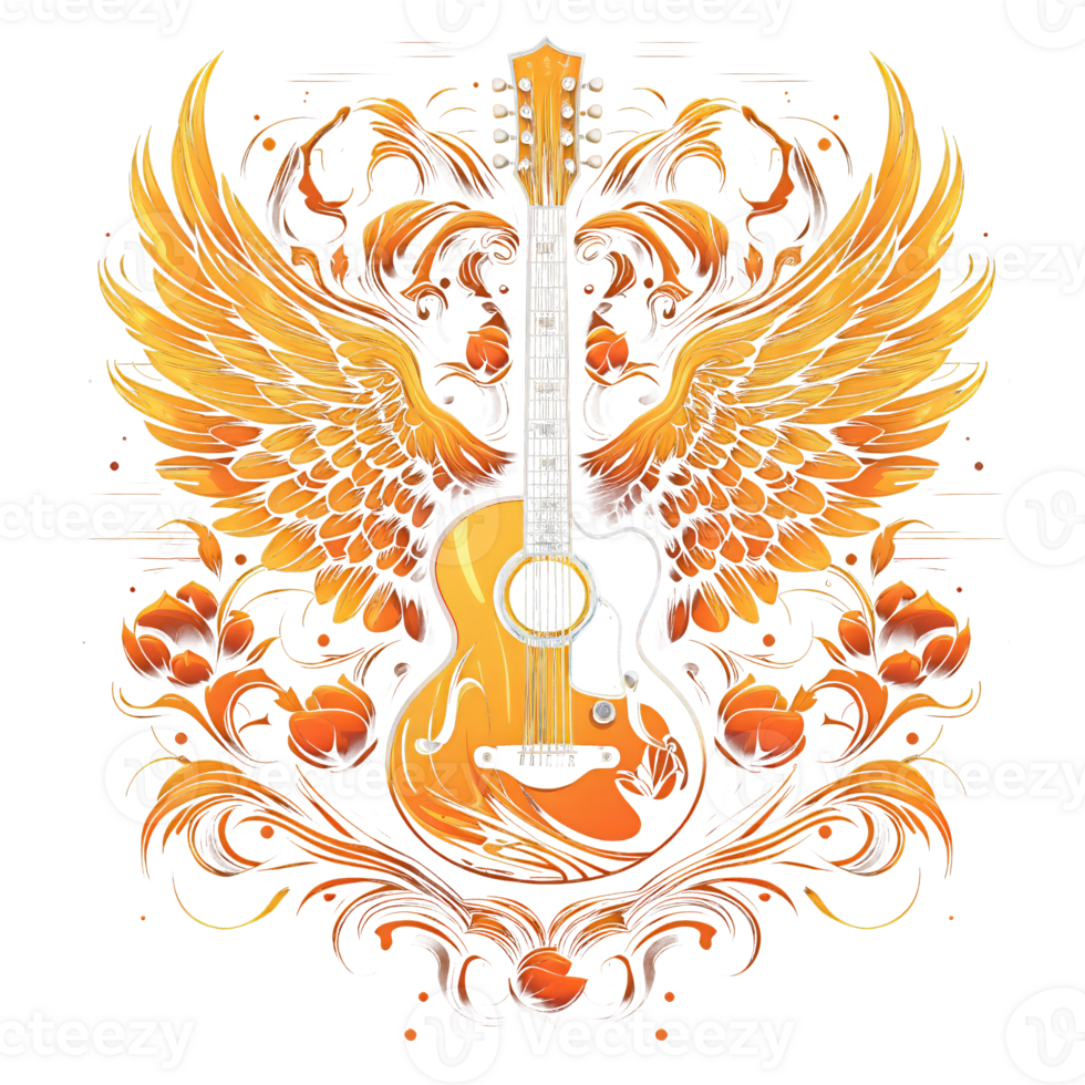 Guitar And Wings - Generative Ai png