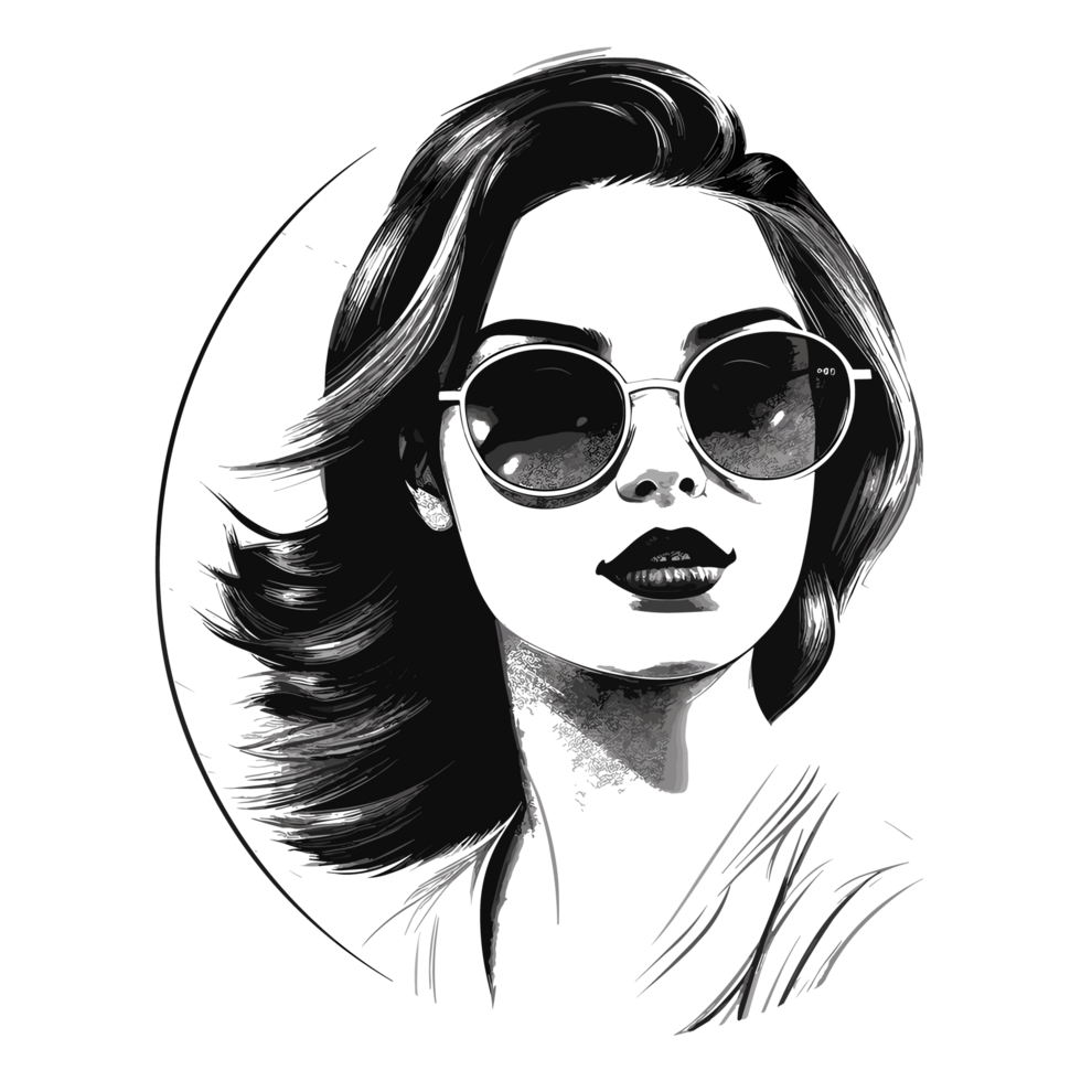 Beautiful Girl Wearing Sunglasses - Generative Ai png