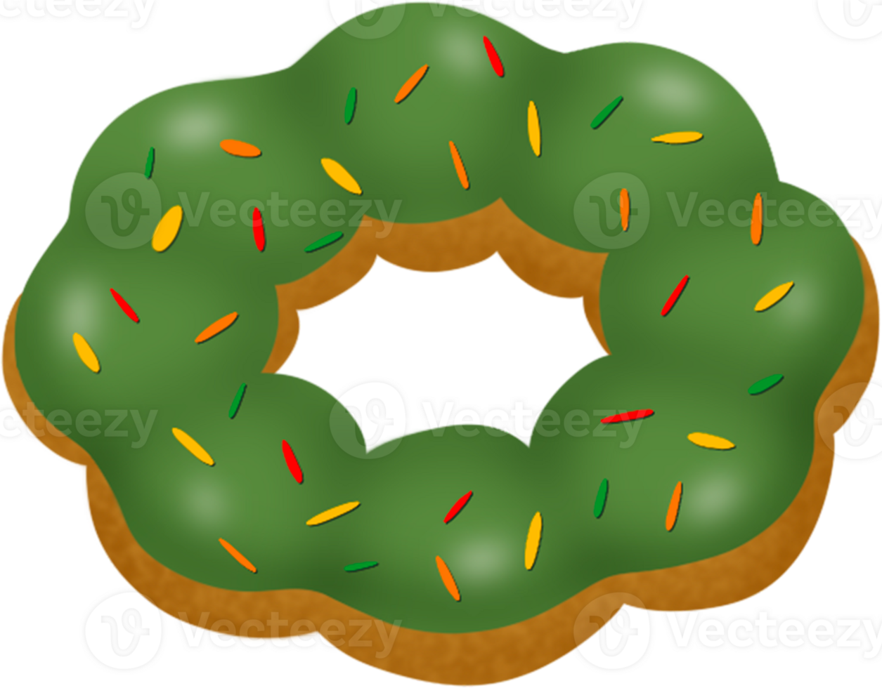 Matcha flavour, pon de ring doughnut, sprinkles, donut, mochi donut png