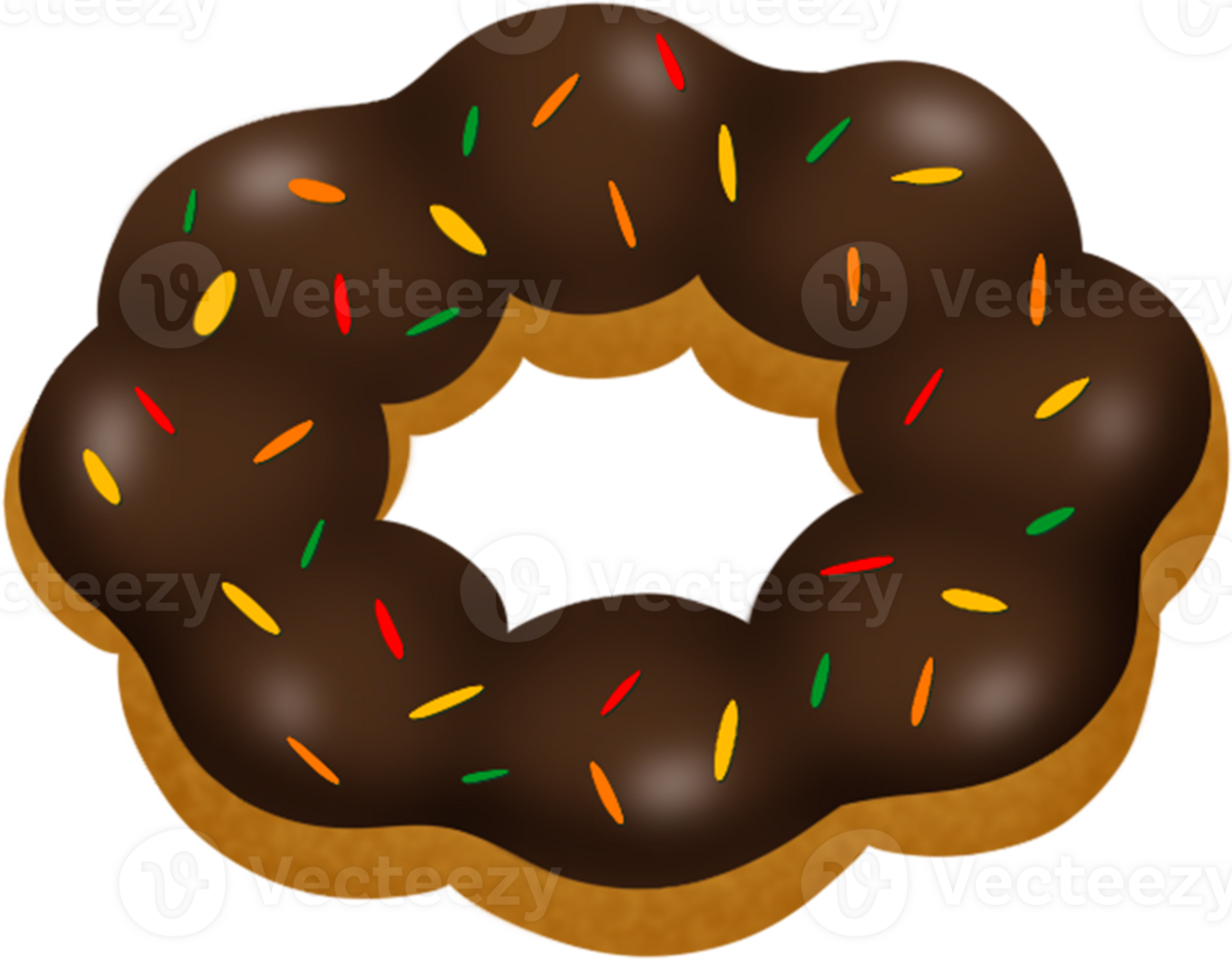chocolate donut, chocolate pon de ring with a sprinkle, mochi donut png