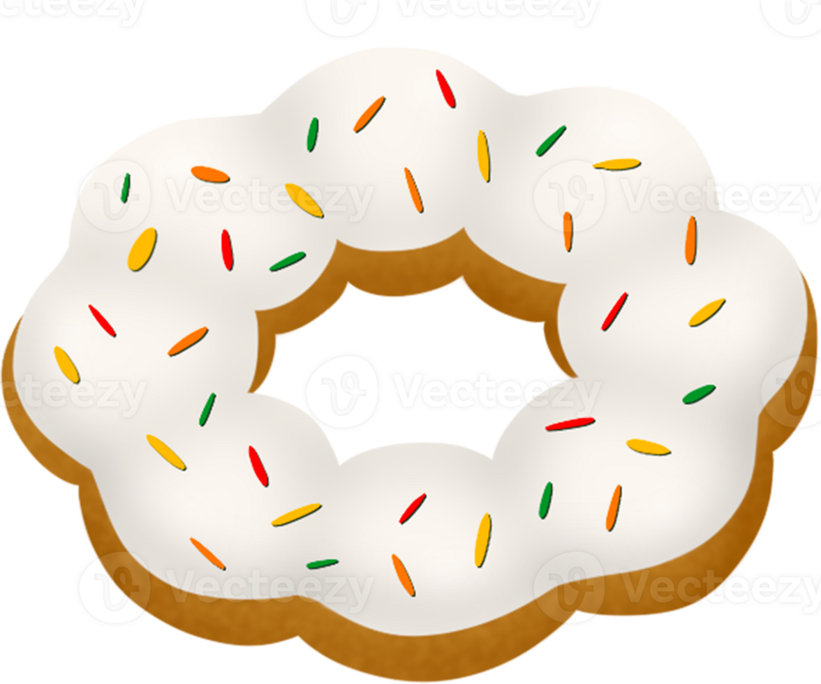 white chocolate pon de ring with sprinkles, mochi donut png