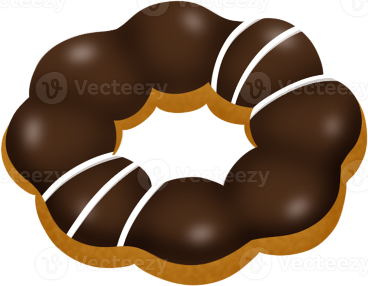 chocolate donut, chocolate pon de ring with white chocolate, mochi donut, chocolate flavour png
