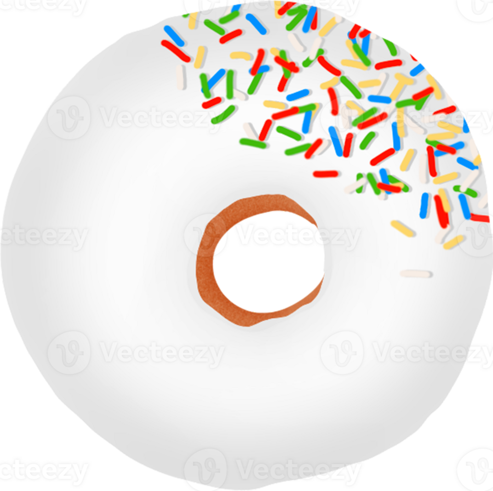 white chocolate with sprinkles, donut png