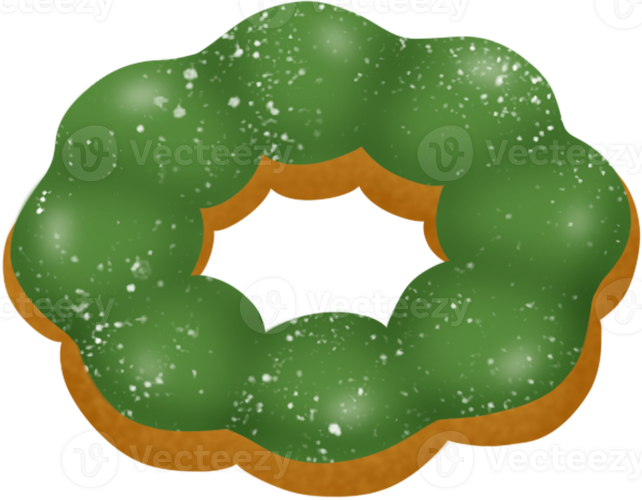 Matcha doughnut, Pon De Ring donut, matcha flavour, icing, mochi donut png