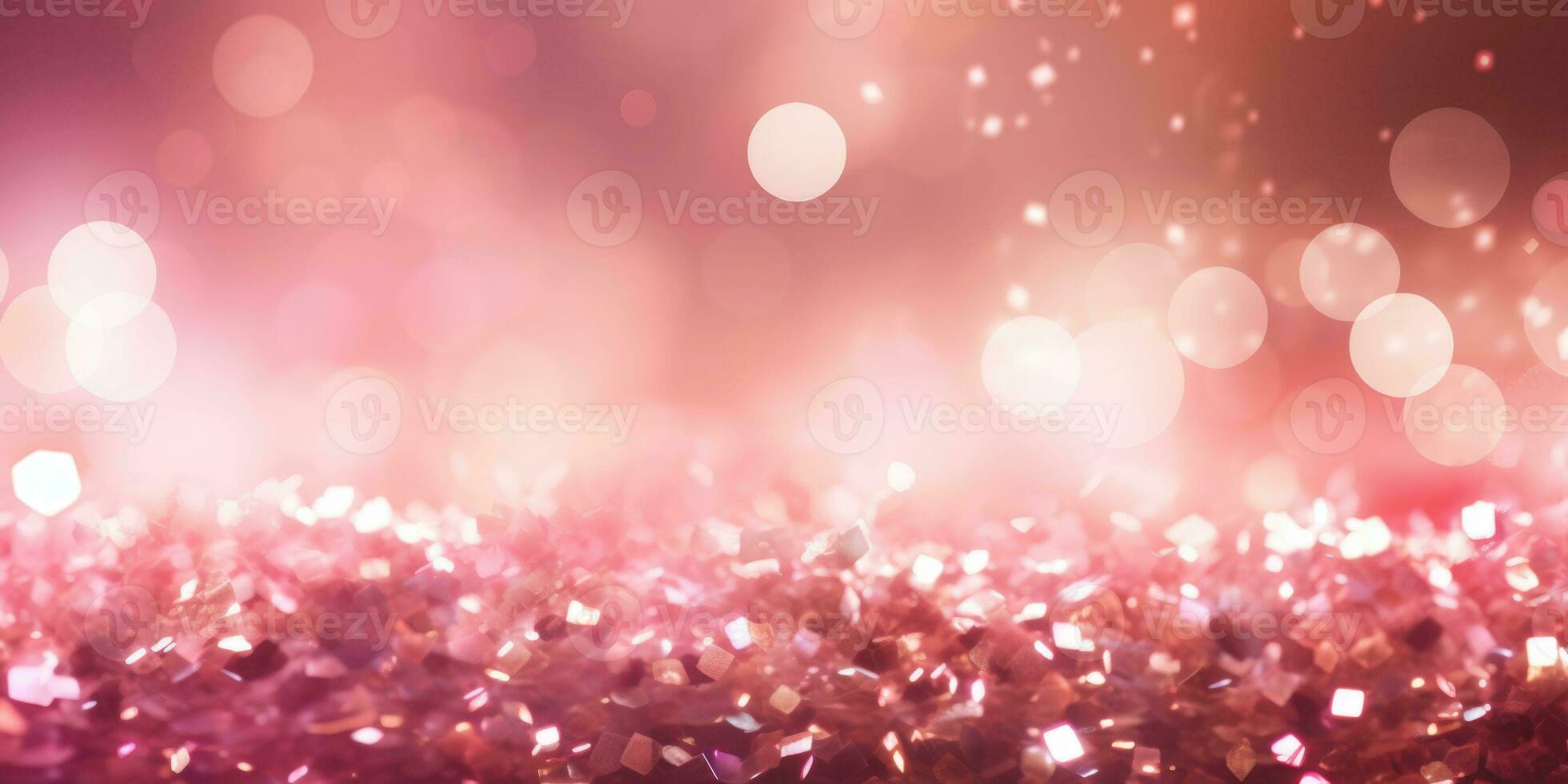 Bokeh background in pink in the style of confetti like dots. Glitter and diamond dust. AI generated photo