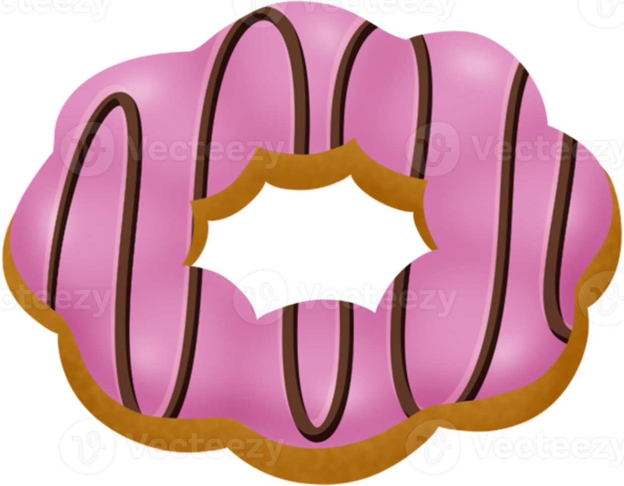 strawberry pon de ring with chocolate, mochi donut, strawberry flavour png