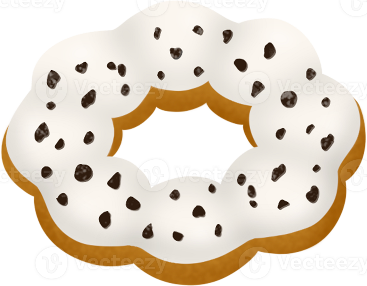 white chocolate pon de ring with sprinkles, mochi donut, Oreo png