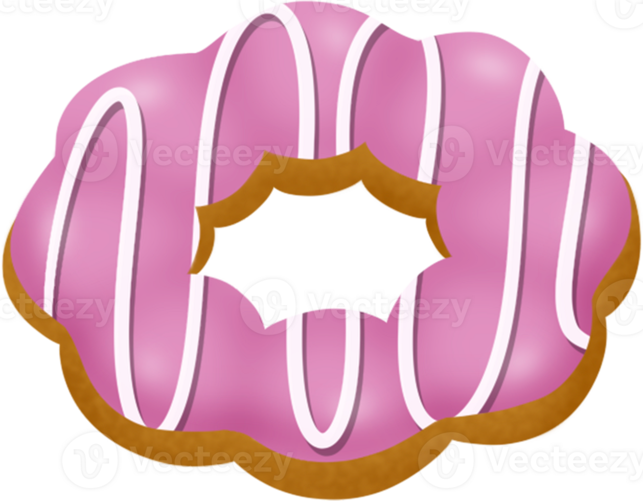 strawberry pon de ring with white chocolate, mochi donut, strawberry flavour png