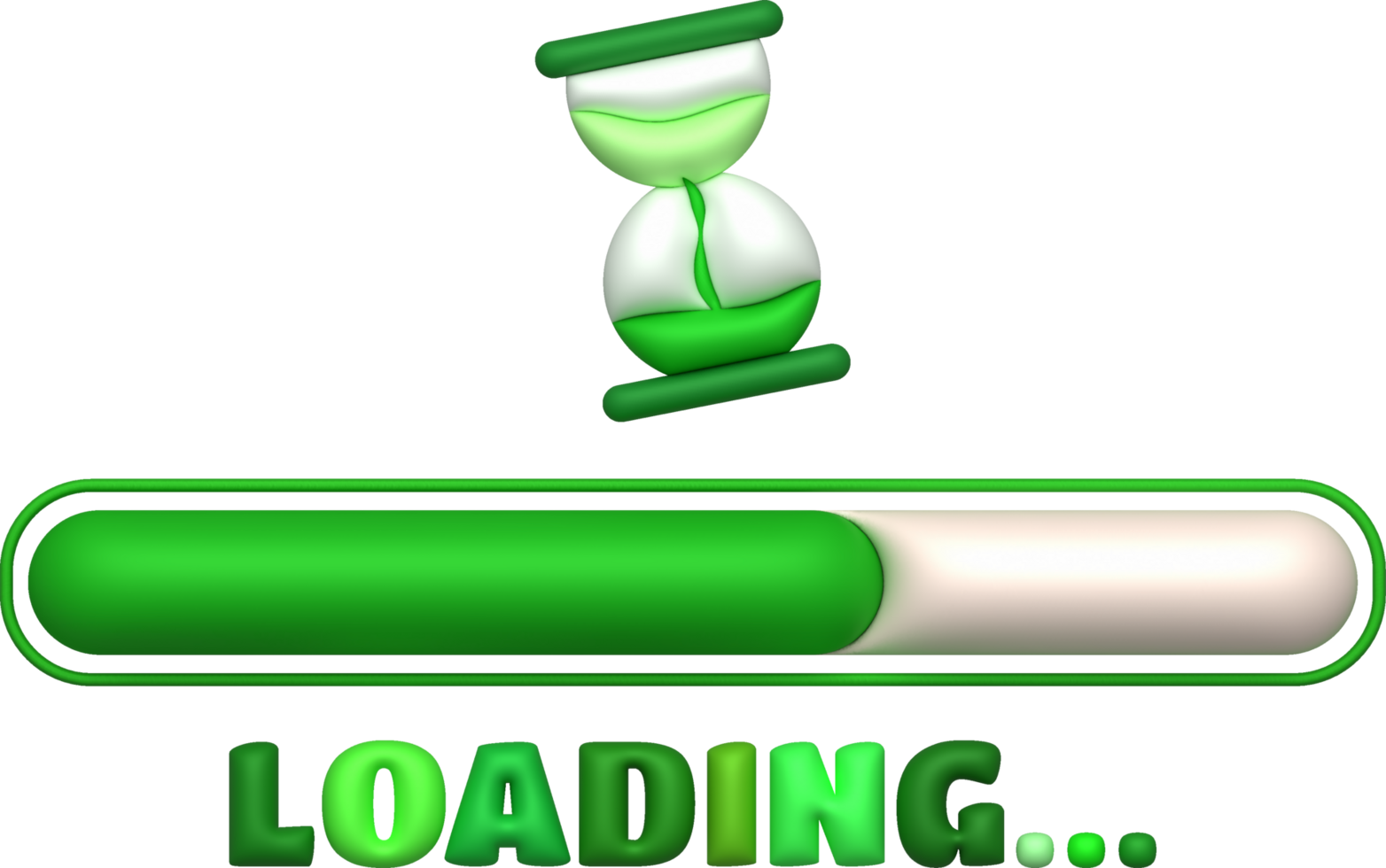 Loading bar and hourglass progress visualization Loading status collection Web design elements. 3d illustration. png