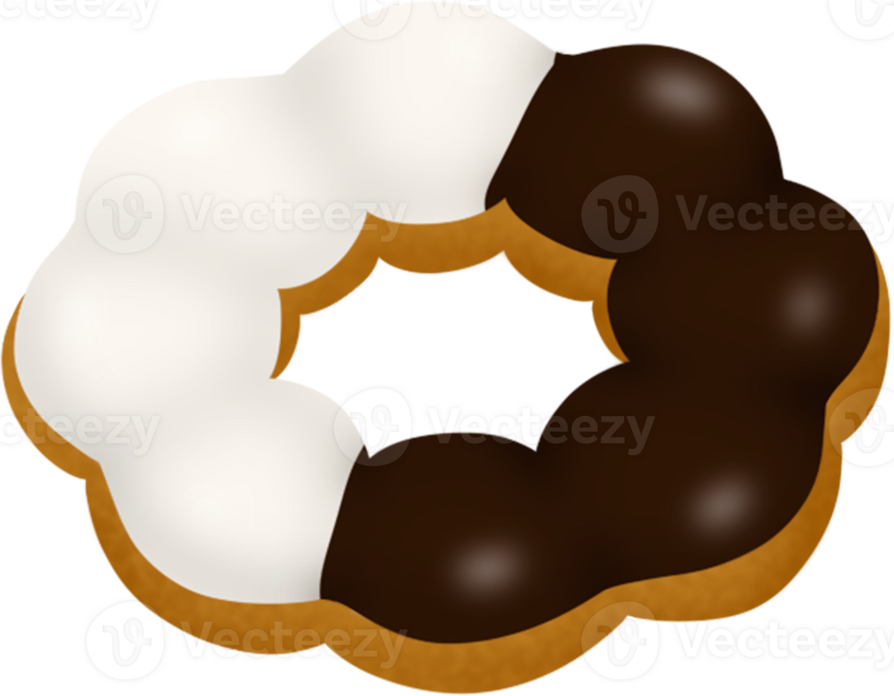 half chocolate and white chocolate pon de ring, mochi donut png