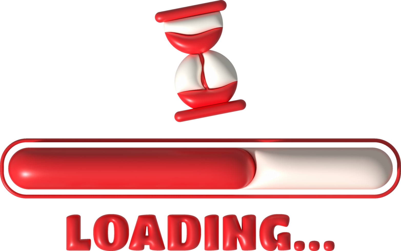 Loading bar and hourglass progress visualization Loading status collection Web design elements. 3d illustration. png