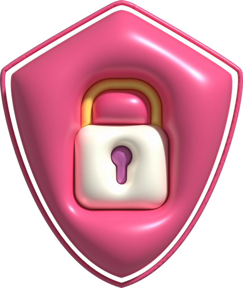 3D design of padlocks and protective shields. Data lock secure encryption privacy concept. png