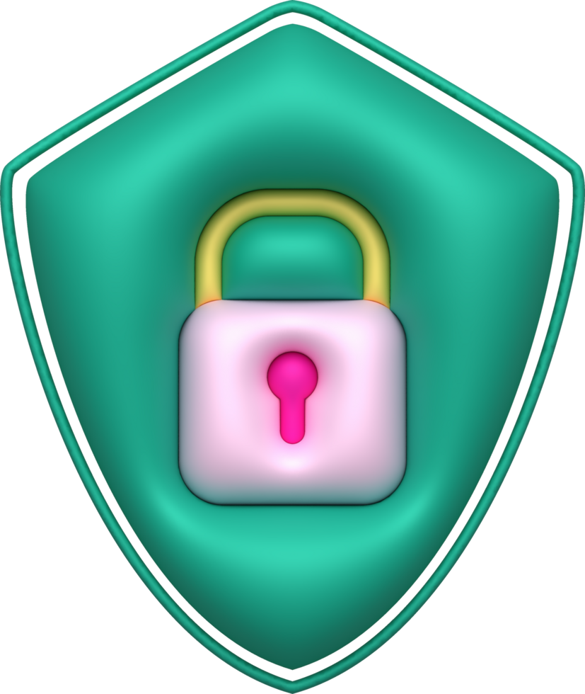 3D design of padlocks and protective shields. Data lock secure encryption privacy concept. png