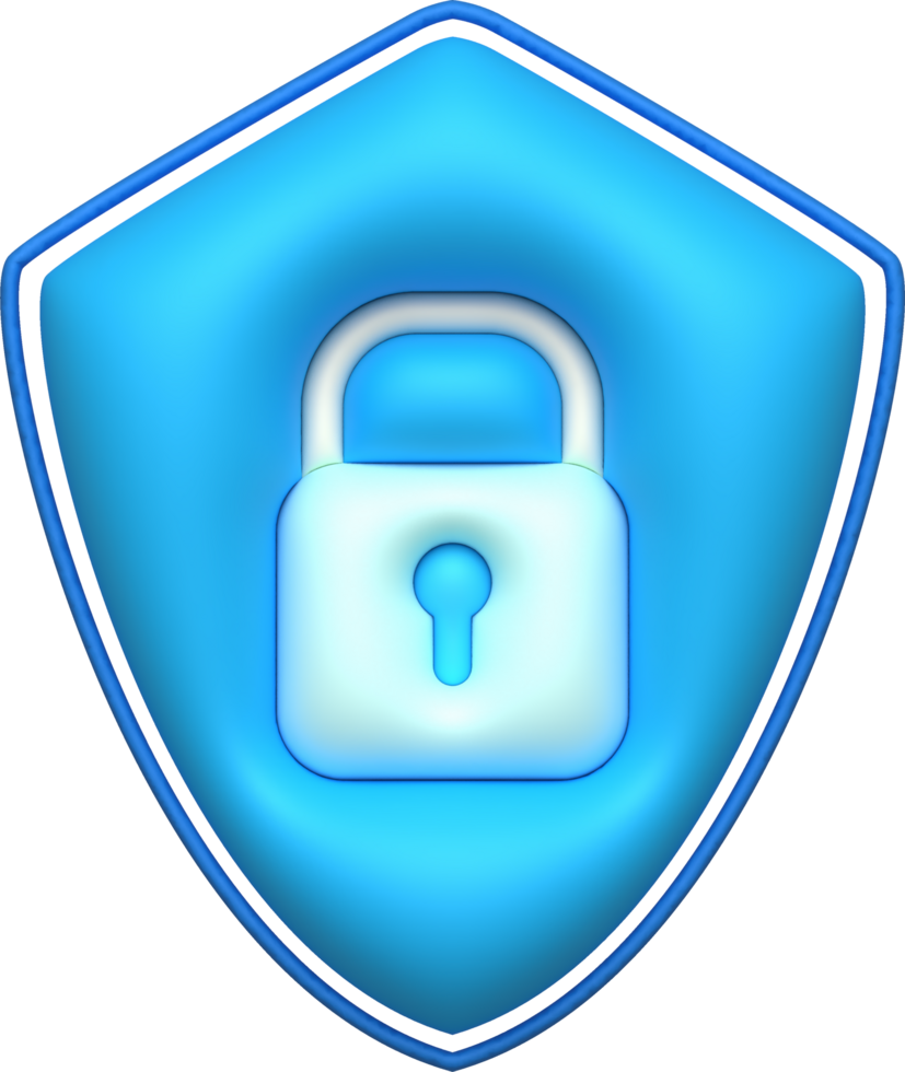 3D design of padlocks and protective shields. Data lock secure encryption privacy concept. png