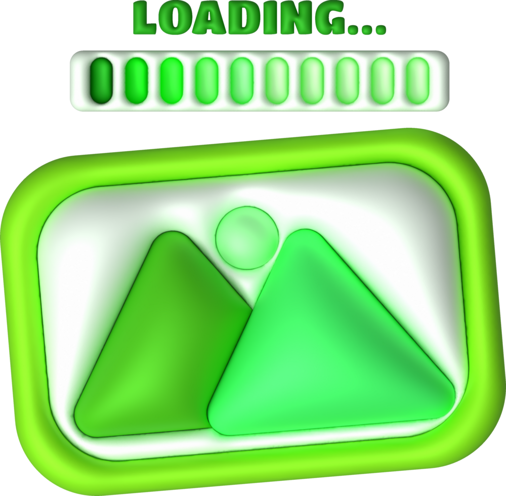 Loading bar and progress visualization of photos. Loading status collection Web design elements. 3d illustration. png