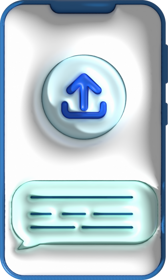 3d illustration icon mobile data upload data loading symbol. png