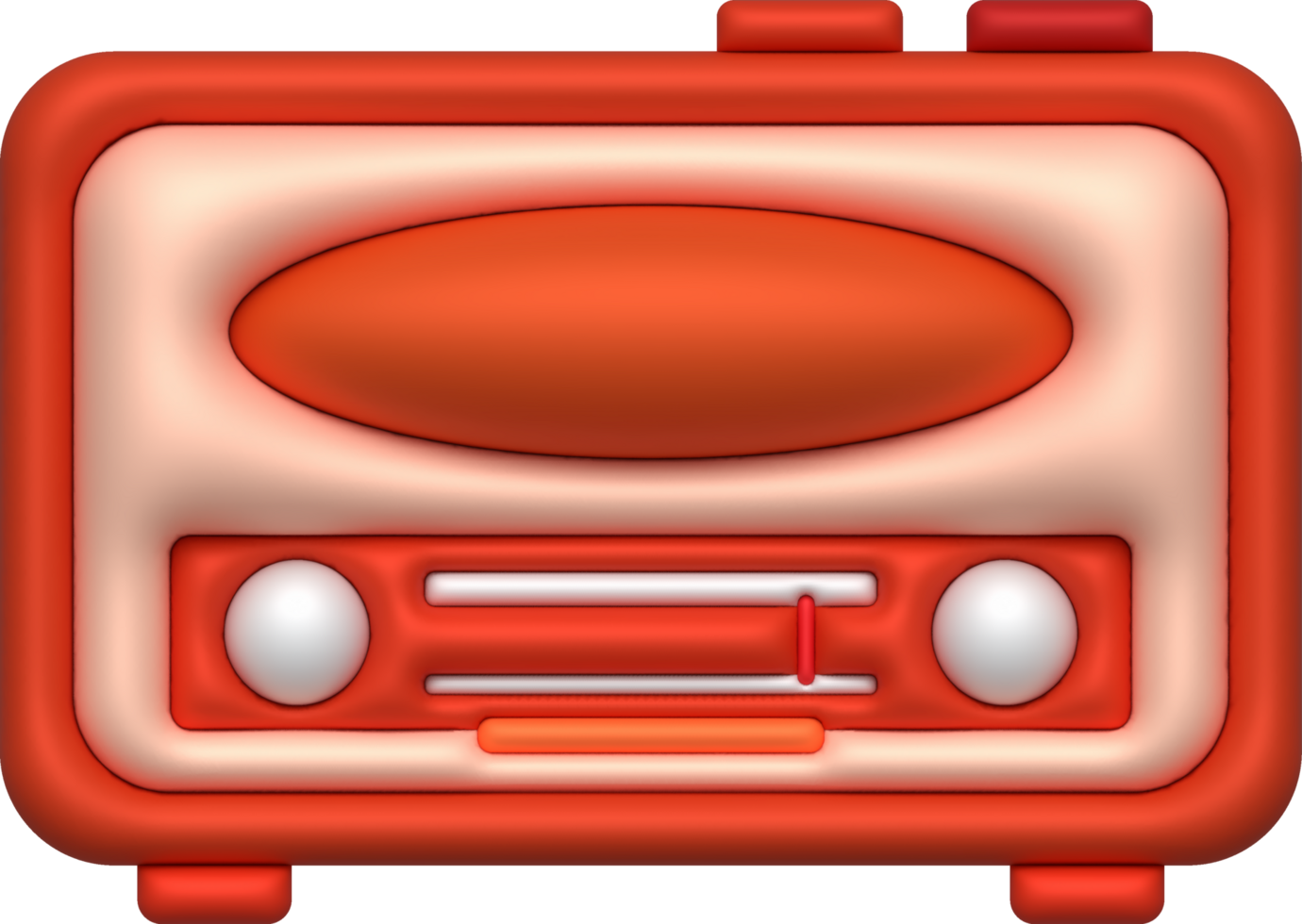 3D illustration vintage radio receiver. png