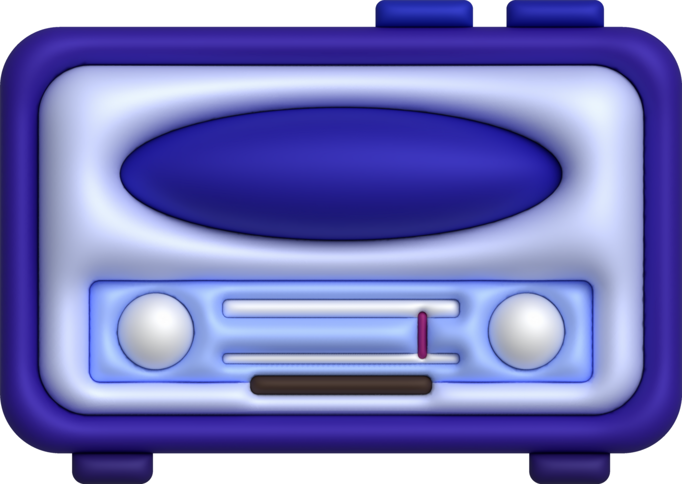 3D illustration vintage radio receiver. png