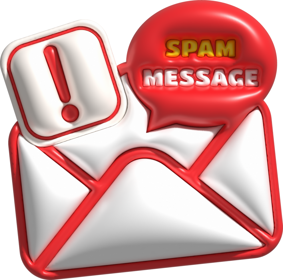 3D illustration. Mail, notification email and virus. Spam email pop-up warning. png