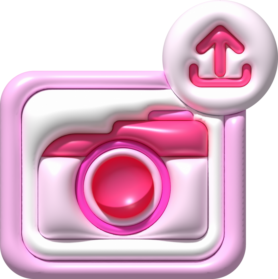 3d illustration icon upload image data in camera data loading symbol ...