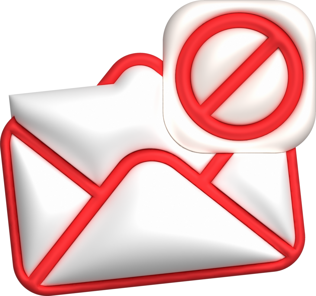 3D illustration. Mail, notification email and virus. Spam email pop-up warning. png