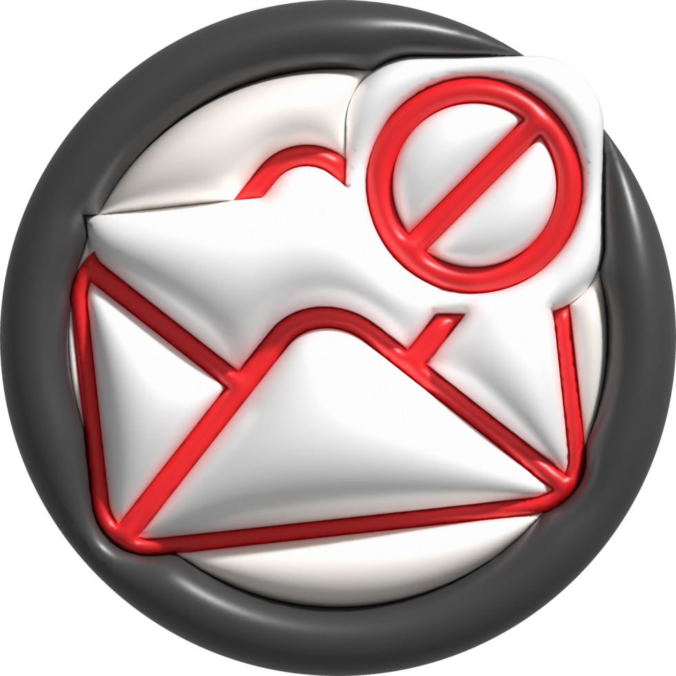 3d illustration, button, alert email and virus, spam email popup warning. png