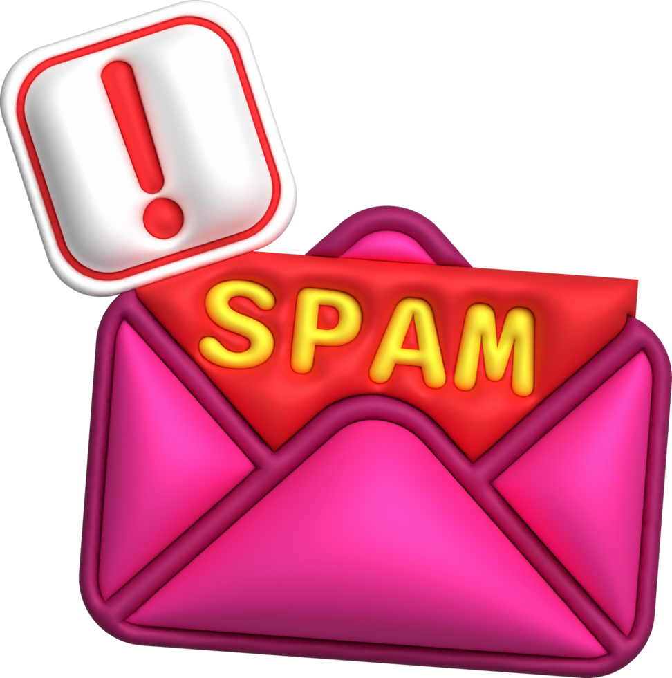 3D illustration. Mail, notification email and virus. Spam email pop-up warning. png