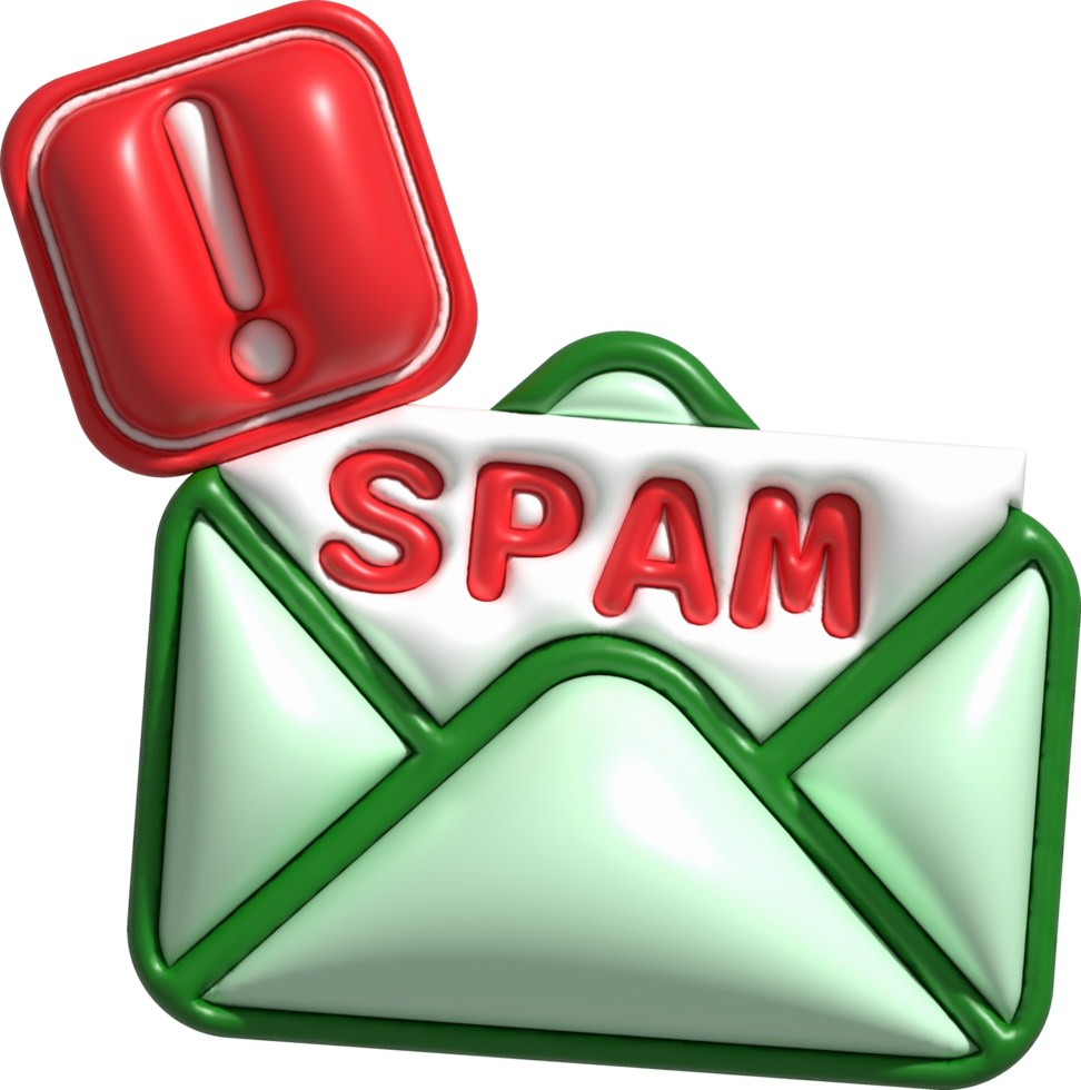 3D illustration. Mail, notification email and virus. Spam email pop-up warning. png