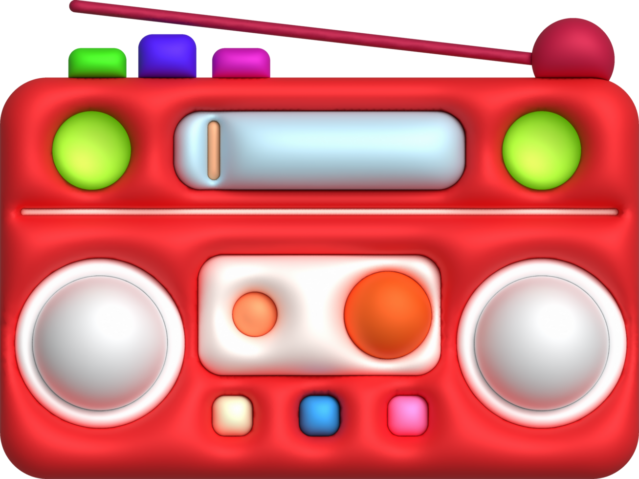 3D illustration vintage radio receiver. png