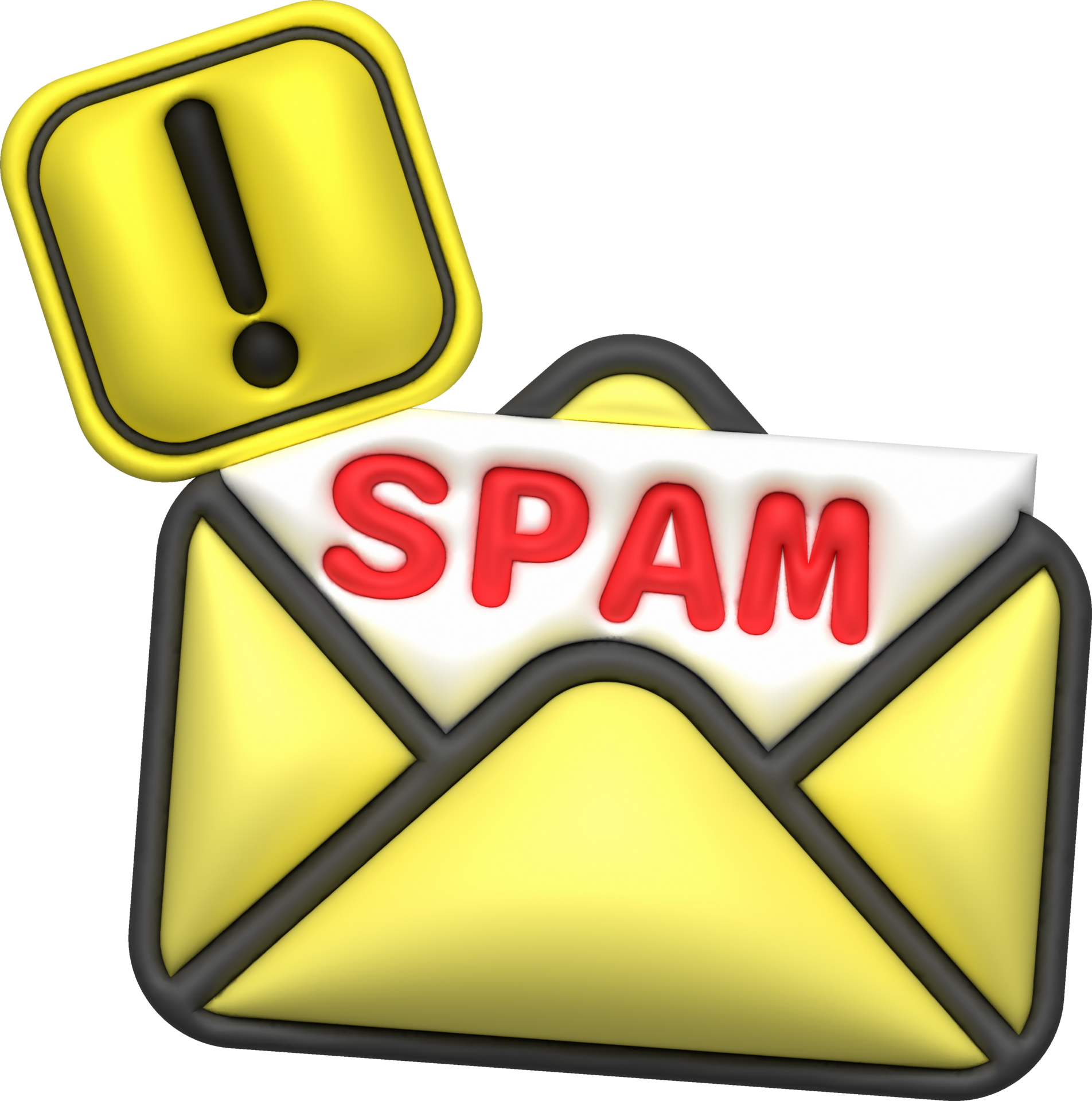 3D illustration. Mail, notification email and virus. Spam email popup