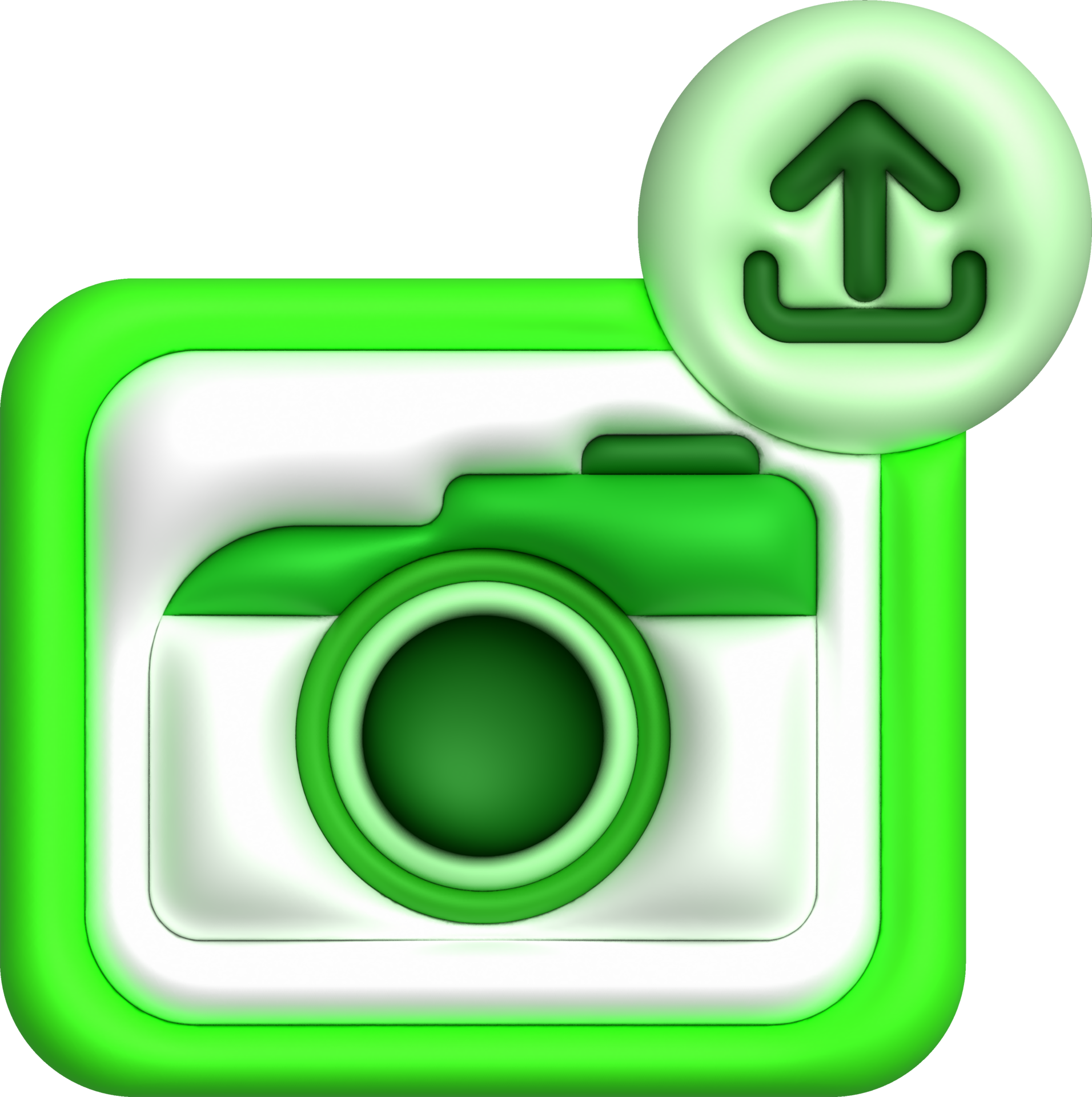 3d illustration icon upload image data in camera data loading symbol