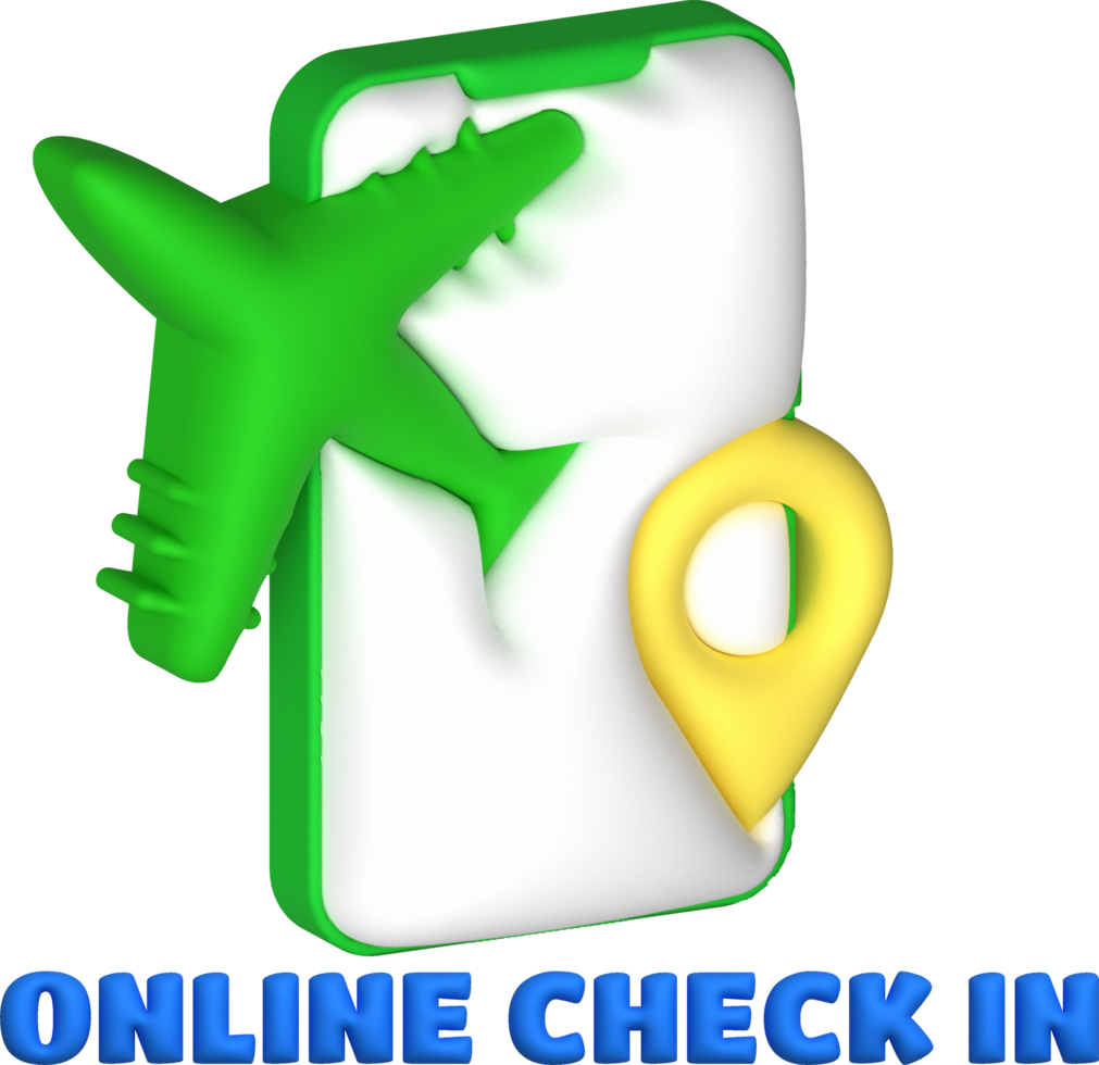 3d illustration check in flight on mobile phone. png