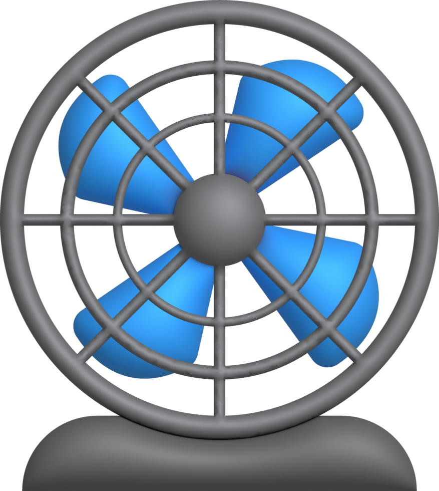 3d illustration electric fan icon for graphic design and decorative element. png