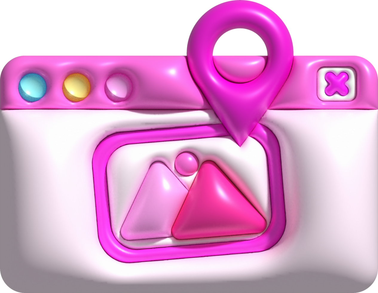 3d illustration pop up app window check in place in photo. png