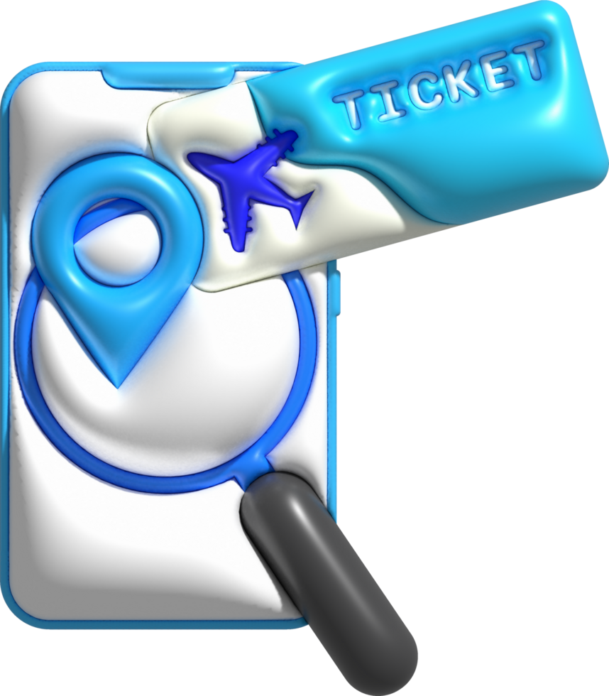 3d illustration Find a place to check in a plane ticket in a mobile phone png