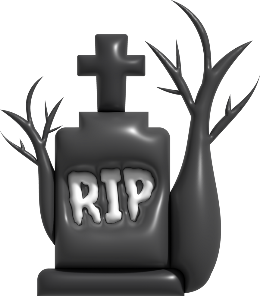 3D illustration. Grave for Halloween. RIP. Ancient grave. Halloween elements for design. png