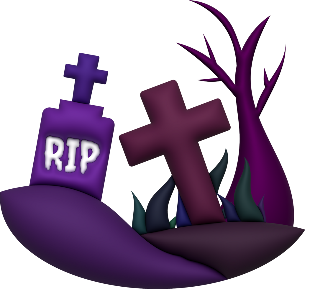3D illustration. Grave for Halloween. RIP. Ancient grave. Halloween elements for design. png