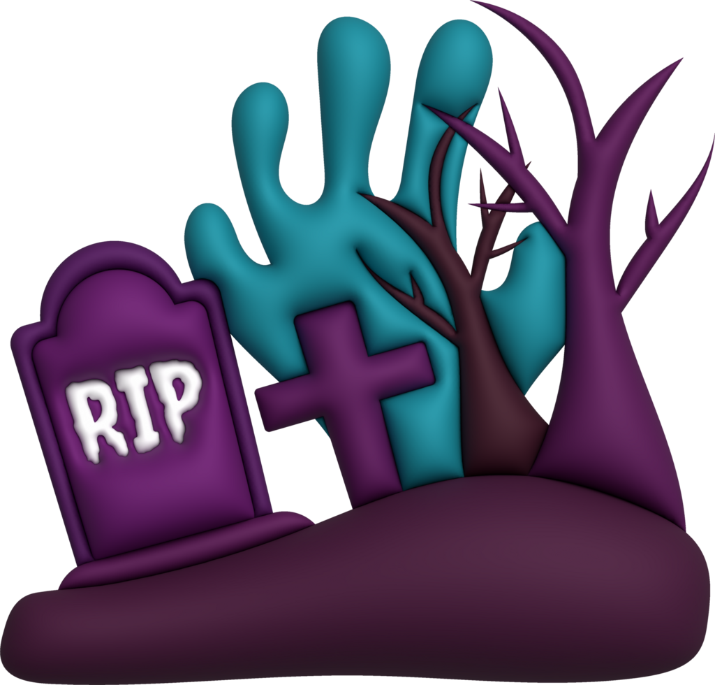3D illustration. Grave for Halloween. RIP. Ancient grave. Halloween elements for design. png
