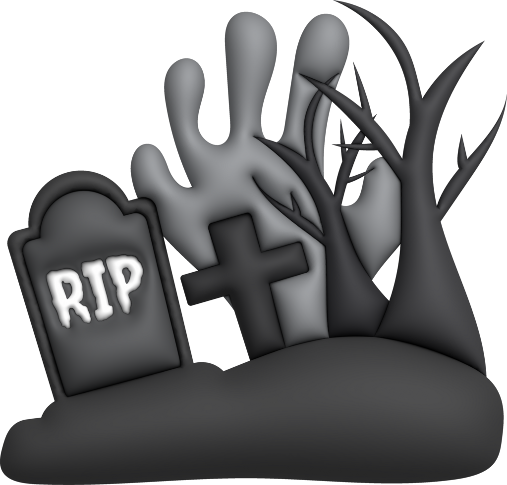 3D illustration. Grave for Halloween. RIP. Ancient grave. Halloween elements for design. png