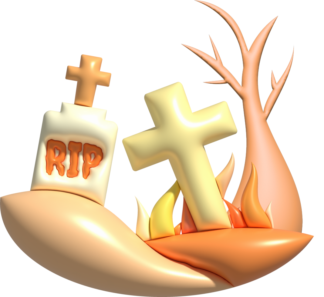 3D illustration. Grave for Halloween. RIP. Ancient grave. Halloween elements for design. png