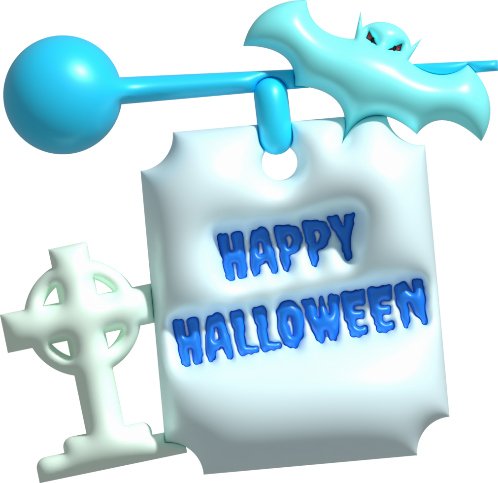 3d illustration. Tombstone, signpost and bat for Halloween. Halloween elements for design. png