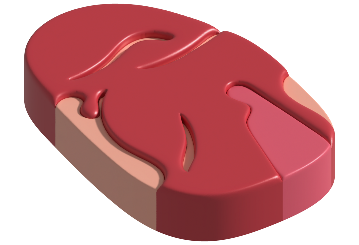 3D illustration. Fresh slices or meat. Marbling of pork or beef tenderloin for steak. png