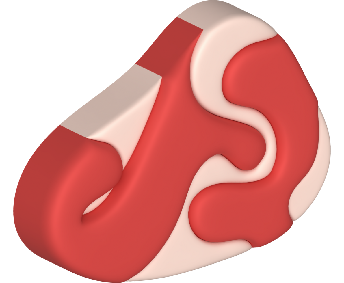 3D illustration. Fresh slices or meat. Marbling of pork or beef tenderloin for steak. png