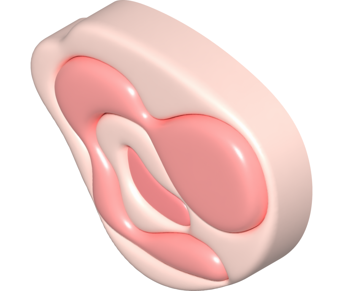 3D illustration. Fresh slices or meat. Marbling of pork or beef tenderloin for steak. png
