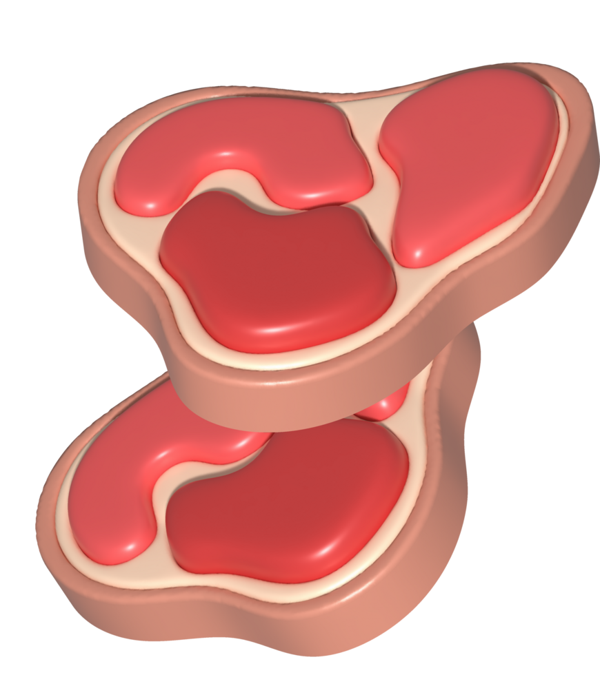 3D illustration. Fresh slices or meat. Marbling of pork or beef tenderloin for steak. png