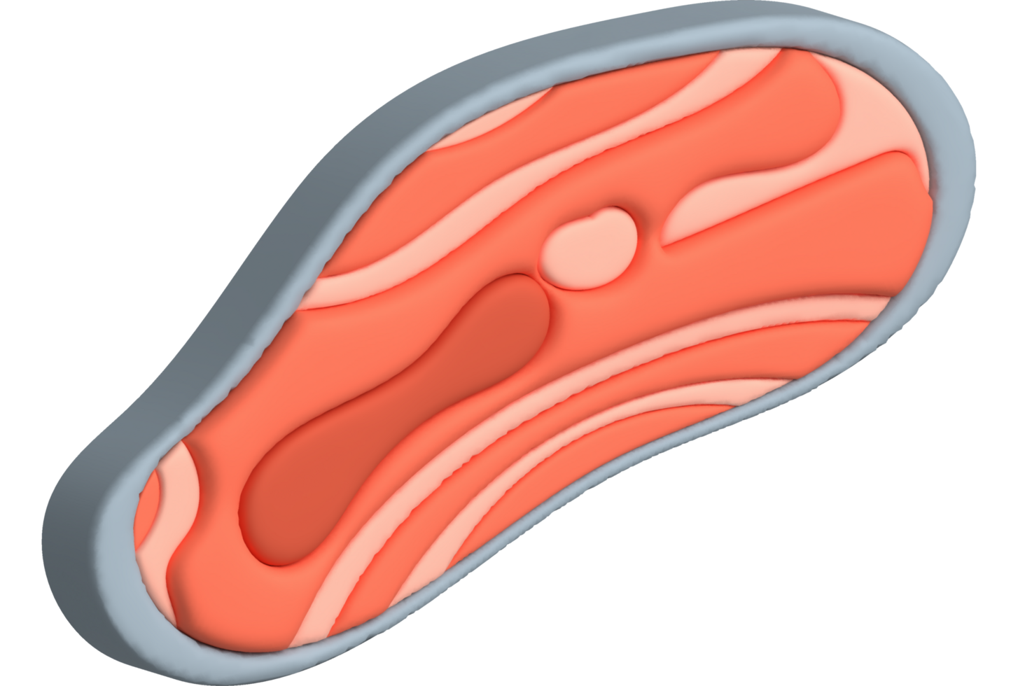 3D illustration, thick slices of raw salmon of fresh sashimi or trout sashimi png