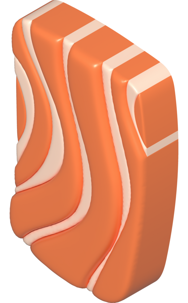 3D illustration, thick slices of raw salmon of fresh sashimi or trout sashimi png